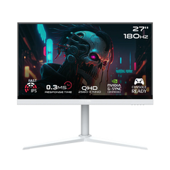 شاشة ألعاب GAMEON GOA27QHD180IPS Artic Pro Series مقاس 27 بوصة بدقة QHD، ومعدل تحديث 180 هرتز، ووقت استجابة 0.3 مللي ثانية، وشاشة IPS سريعة - بيضاء