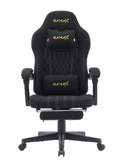 Gamax Model BS-6306 Adjustable Fabric Gaming Chair with Lumbar Support & Foot Rest - Black ( Installation not Included )