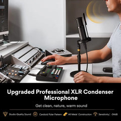 Maonocaster AME2A All-In-One Podcast Equipment Audio Interface Bundle with XLR Condenser Microphone - Black