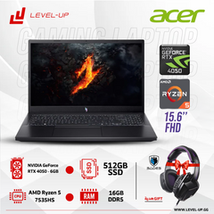 Gaming Laptop Acer Nitro V 15 ANV15 15.6" FHD IPS, 144Hz, CPU Ryzen 5 7535HS,RTX 4050 6GB,RAM 16GB DDR5