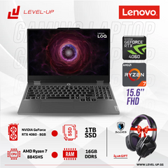 Gaming Laptop Lenovo LOQ 15AHP9 15.6" FHD IPS, 144Hz, CPU Ryzen 7 8845HS,RTX 4060 8GB,RAM 16GB DDR5