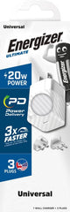 Ultimate 20W PD/QC Wall Charger with Universal Plug- White