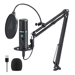 Maonocaster AU-PM422 USB Microphone Stand With Zero Latency Monitoring Professional Cardioid Condenser Microphone- Black