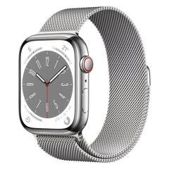 APPLE WATCH SERIES 8 GPS + CELLULAR 41MM SILVER STAINLESS STEEL CASE WITH SILVER MILANESE LOOP