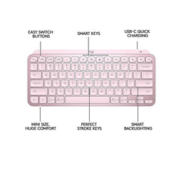 Logitech MX Keys Mini Bluetooth Illuminated Keyboard - Rose Pink