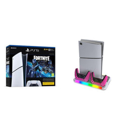 PS5 Slim Digital Console Bundle: Fortnite Cobalt Edition + Dobe TP5-3557 Multifunctional Cooling Stand