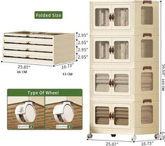 Multifunction eco-friendly storage organizer boxes plastic folding storage cabinet , 4 drawer cabinet size 66*43*143cm