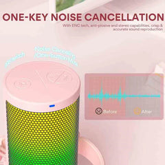 Maonocaster DM20 Gamer Wave Condenser USB Gaming RGB Microphone - Pink