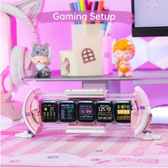 Divoom Times Gate Pixel Art Game Setup Clock, Smart Watch Control, 128x128 IPS Screen Informative Display -PINK