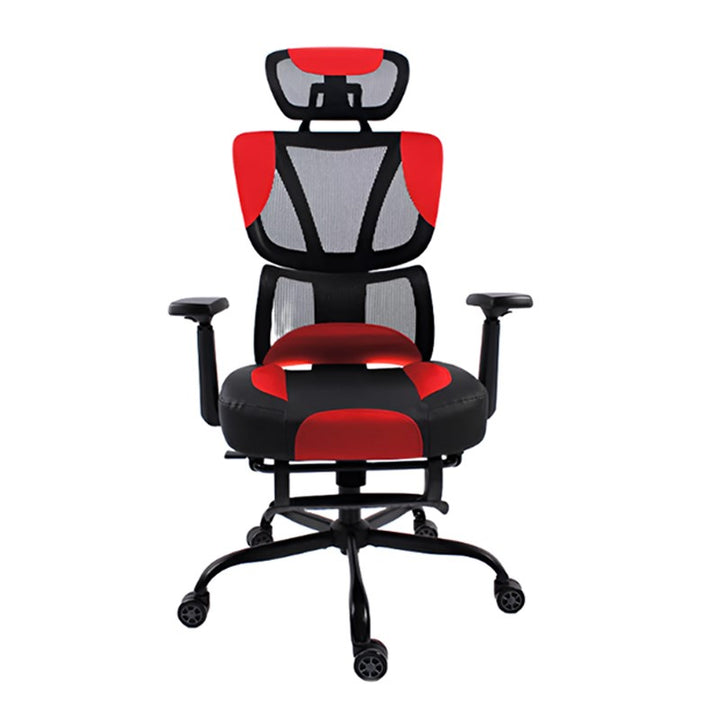 BLACK BULL mesh office and gaming Chair With footrest adjustable Headrest up & down  3D armrest load weight-130kg ,Blac /Red