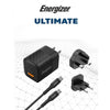 Ultimate 38W PD/QC Wall Charger with Universal Plug- Dual Output- USB-C to USB-C Braided Cable- Black