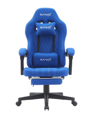 Gamax Model BS-6306 Adjustable Fabric Gaming Chair with Lumbar Support & Foot Rest - Blue ( Installation not Included )