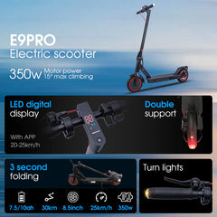 Zwheel  E9Pro Foldable Electric Scooter, Max Speed 30km/h, Wheel Size 8.5 Inch, Motor Power 350W