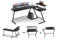 GAMEON 3in1 L-Shaped Slayer II XL Series Gaming Desk - Black