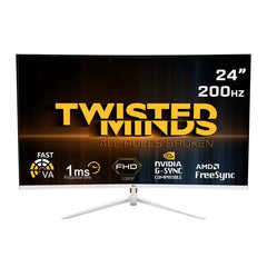 Twisted Minds 23.8. FHD 200Hz, Curved, VA, 1ms, HDMI 2.0 Gaming Monitor - White