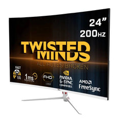 Twisted Minds 23.8. FHD 200Hz, Curved, VA, 1ms, HDMI 2.0 Gaming Monitor - White