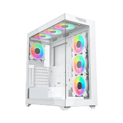 Twisted Minds Quantum Glass Mid Tower Gaming Case - White 7x120mm