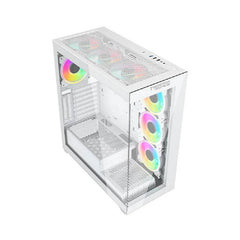 Twisted Minds Quantum Glass Mid Tower Gaming Case - White 7x120mm