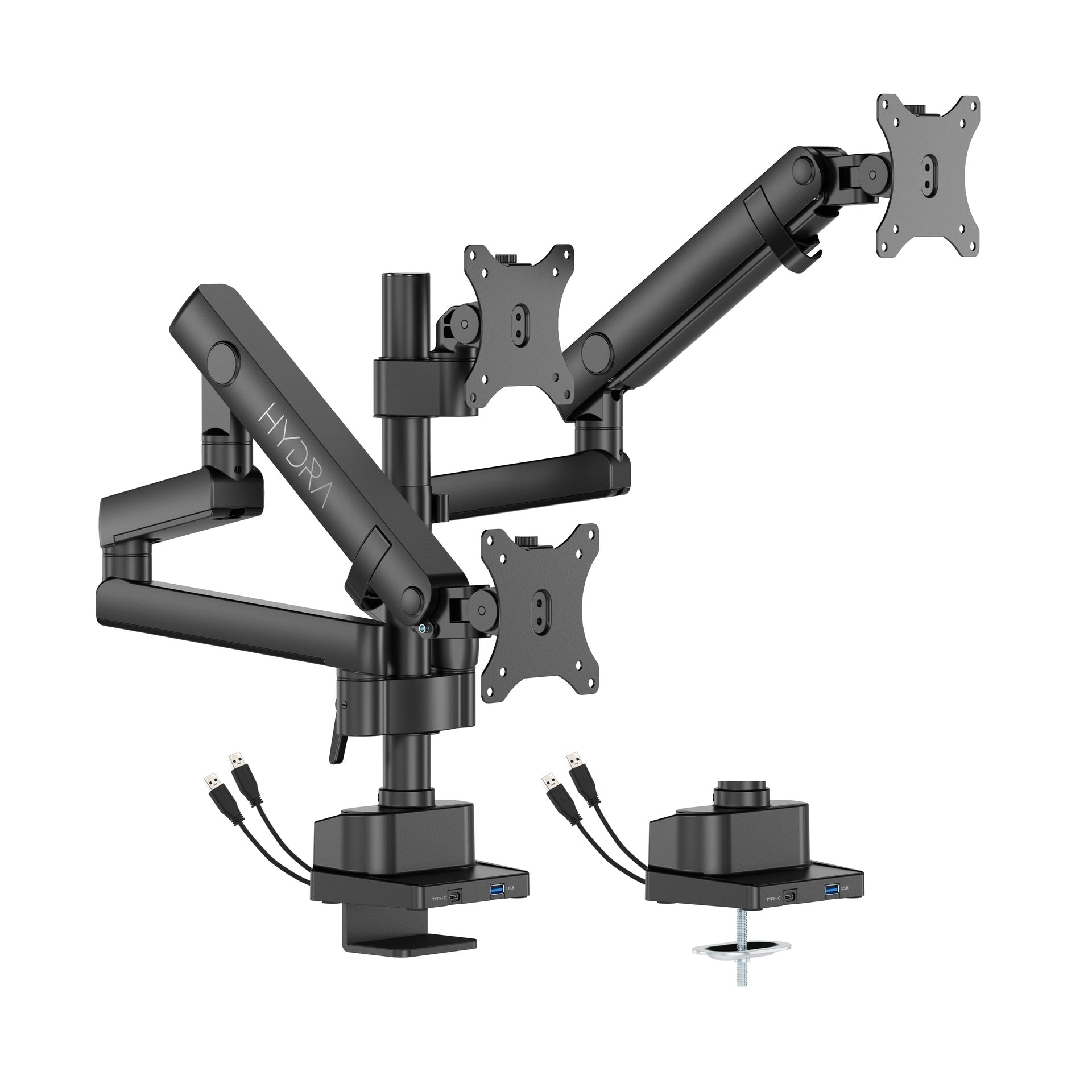 Sades Hydra SA MS03 Triple Monitor Mount Arm Max size 27inch 9KG Per ARM Black