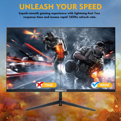 GAMEON 27inch QHD, 165Hz 1ms (2560x1440) 2K Flat IPS Gaming Monitor With G-Sync & FreeSync - Black